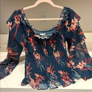 Floral Ruffled Women's Top